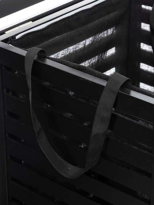 Atmosphera Laundry Basket Bamboo 65lt with Cap 40x40x58cm Black