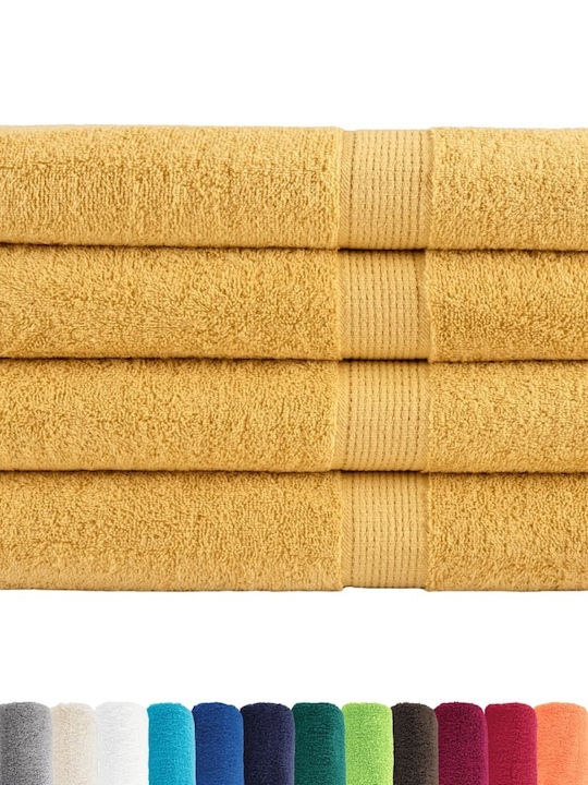 vidaXL Prosop De Corp 80x200cm Aurii 4 Bucăți Greutate 600gr/m²