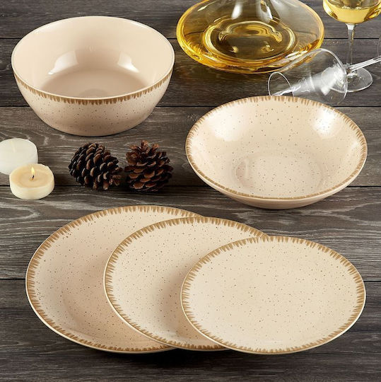XM-Casa Salatschüssel aus Porzellan Beige 23x23cm 6Stück