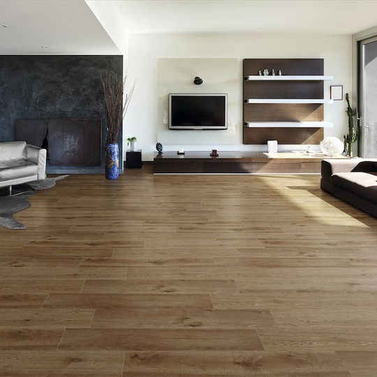 Stn Ceramica Merbau Roble Πλακάκι Δαπέδου Εσωτερικού Χώρου Πορσελανάτο Ματ 120x23cm Καφέ
