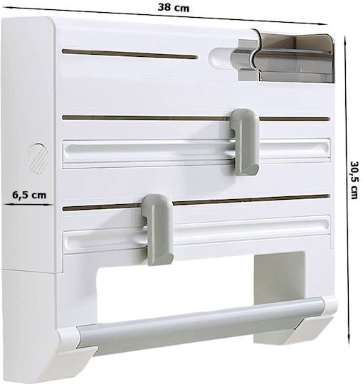 Wall Mounted Plastic Roll Dispenser White 38x6.5x30.5cm AT0000729