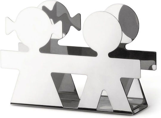 Alessi Metallic Napkin Holder Silver 16x4x10.7cm AKK40