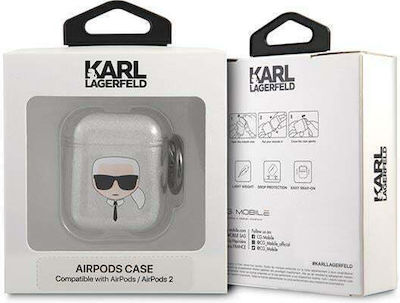 Karl Lagerfeld Case Silicone in Gray color for Apple AirPods 1 / AirPods 2