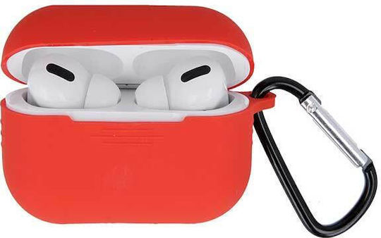 TelForceOne Charging Box Θήκη Σιλικόνης με Γάντζο σε Κόκκινο χρώμα για Apple AirPods Pro