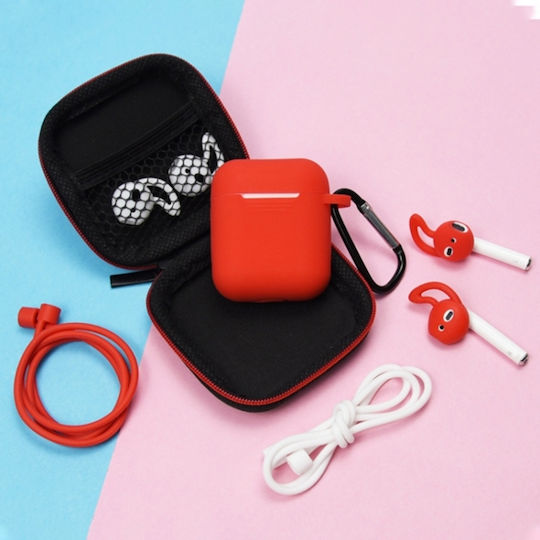 Sonique Soft Touch Σετ Θήκη & Anti-Lost Strap σε Λευκό χρώμα για Apple AirPods 1 / AirPods 2