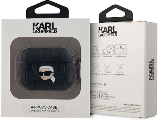 Karl Lagerfeld Karl Head Case Plastic in Black color for Apple AirPods Pro