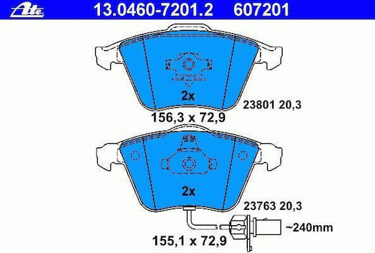 Ate Brake Pad Front 4pcs for Audi A4 / A6 Seat Exeo