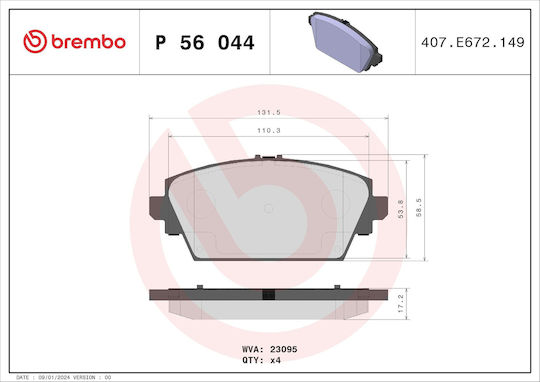 Brembo Σετ Τακάκια Εμπρός για Nissan Almera / Primera