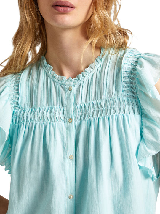 Dakota Ärmellos Damen Denim Hemd Aqua Blue