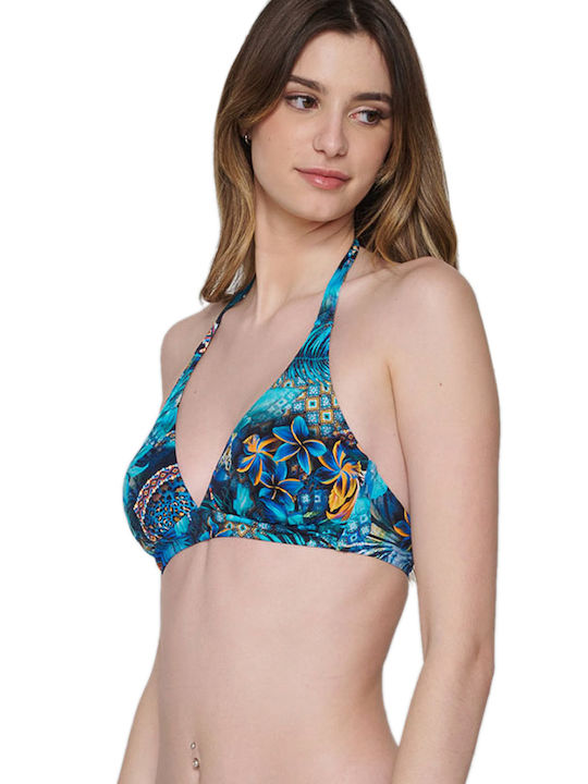 Luna Padded Triangle Bikini Top Jasmin Blue Floral