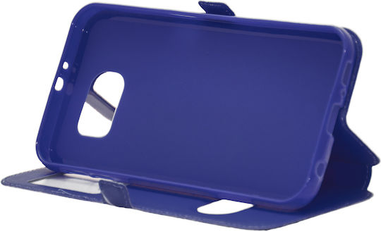 Window Side Closure Book Silicone Blue (Galaxy S7 Edge)