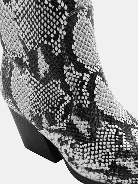Damenstiefel mit mittlerem Absatz & Pelz Gray