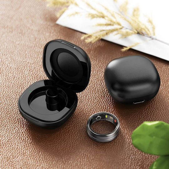 Techsuit R06 Smart Ring 18mm με Παλμογράφο Μαύρο