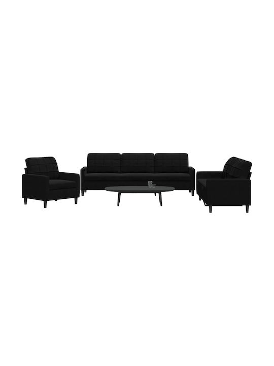 Living Room Furniture Set 2 seater & 2 seater & Armchair Black