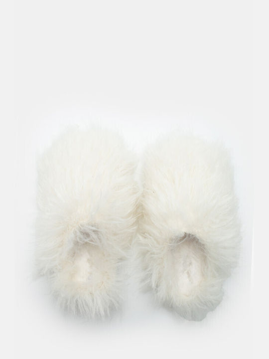 Luigi Winter Women's Slippers with fur in White color