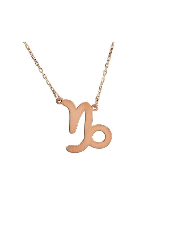 Goldsmith Necklace Zodiac Sign Capricorn from Pink Gold Plated Silver