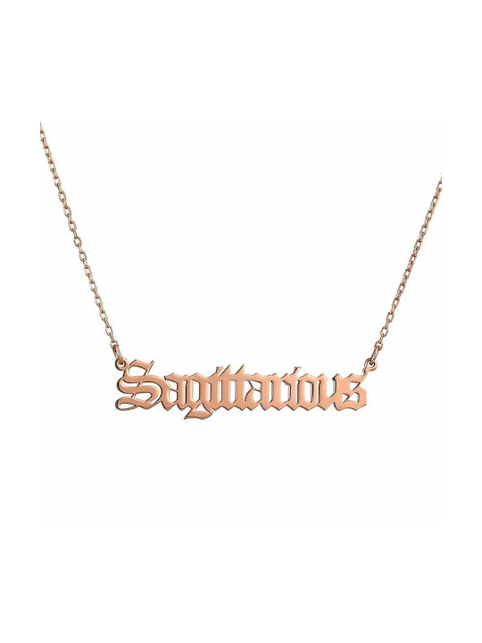 Goldsmith Necklace Zodiac Sign Sagittarius from Pink Gold Plated Silver