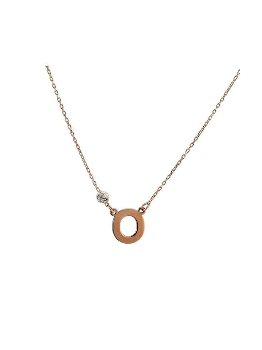 Goldsmith Necklace Monogram from Pink Gold Plated Silver with Zircon