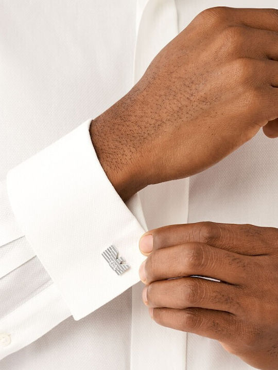 Emporio Armani Eagle Logo Cufflinks from Steel in Silver Color