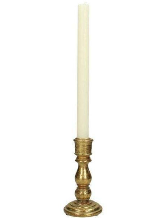 CANDLE HOLDER 7.5X14CM GOLD (POLYESTER)