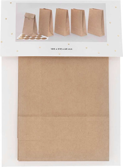 Kraft Paper Bags Bottom & Gold Stickers 12pcs