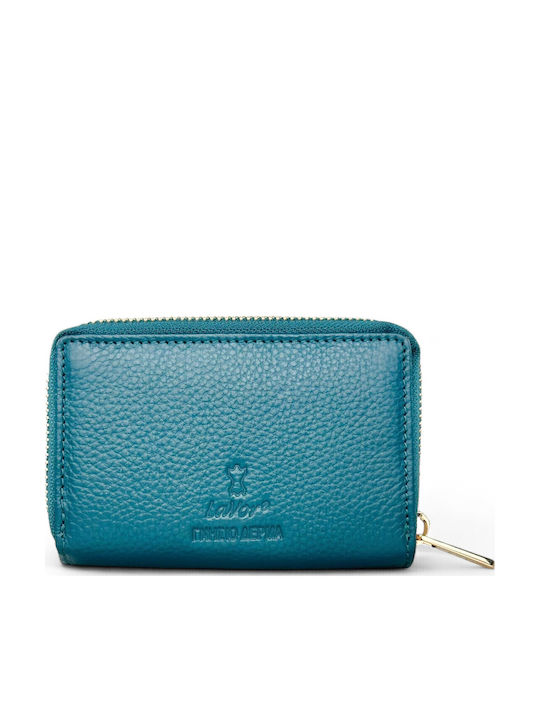 Small Leather Women's Wallet Classic with RFID Blue