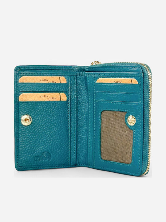 Small Leather Women's Wallet Classic with RFID Blue
