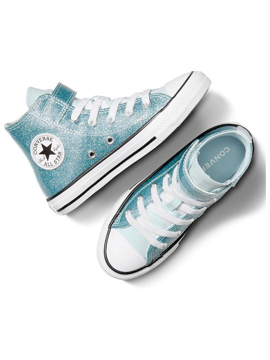 Converse Kinder-Sneaker Hoch Coated mit Klettverschluss Hellblau