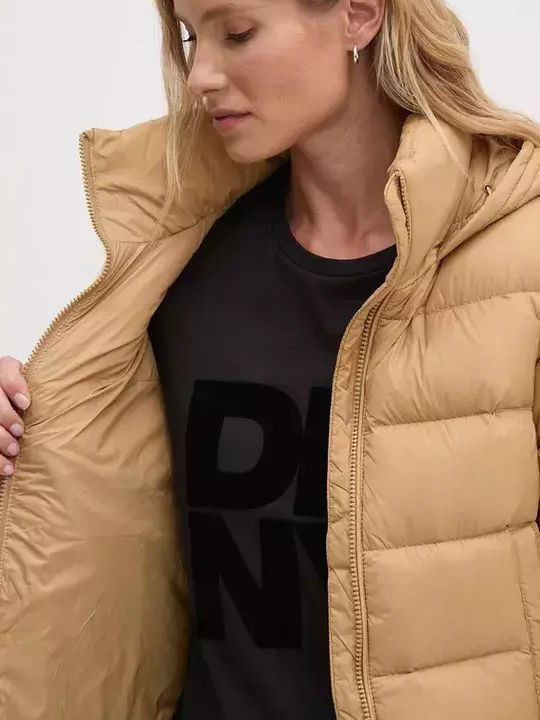 Κοντό Γυναικείο Puffer Μπουφάν για Χειμώνα Μπεζ