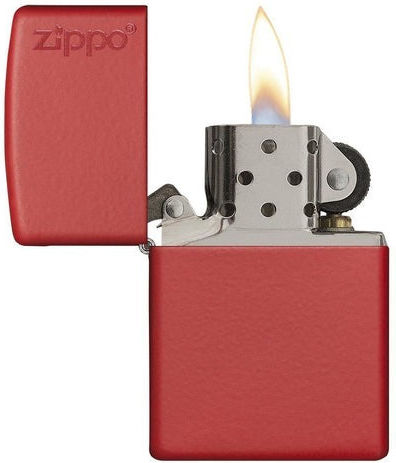 Zippo Classic Matte Logo Αντιανεμικός Αναπτήρας Φλόγας Red Matte