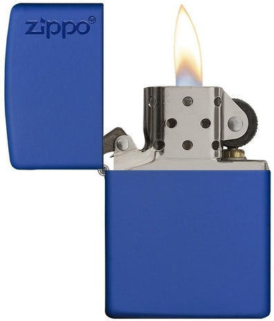 Zippo Classic Matte Logo Αντιανεμικός Αναπτήρας Φλόγας Royal Blue Matte