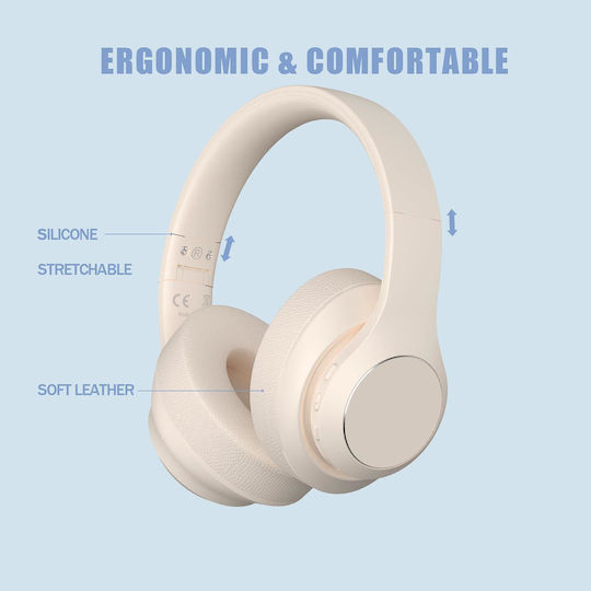 Nubi BH15 Безжични / Жични On Ear Слушалки с 36 часа Работа Бежови