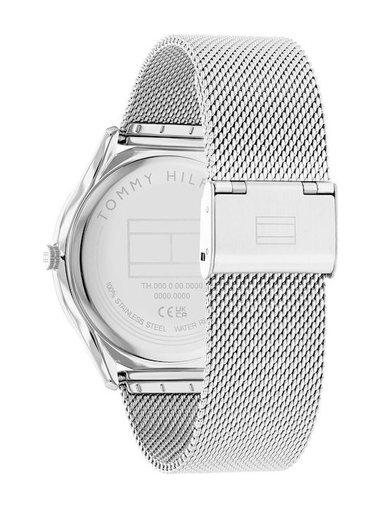 Tommy Hilfiger Becker Ανδρικό Ρολόι 43mm Μπαταρίας με Ασημί Ατσάλινο Μπρασελέ