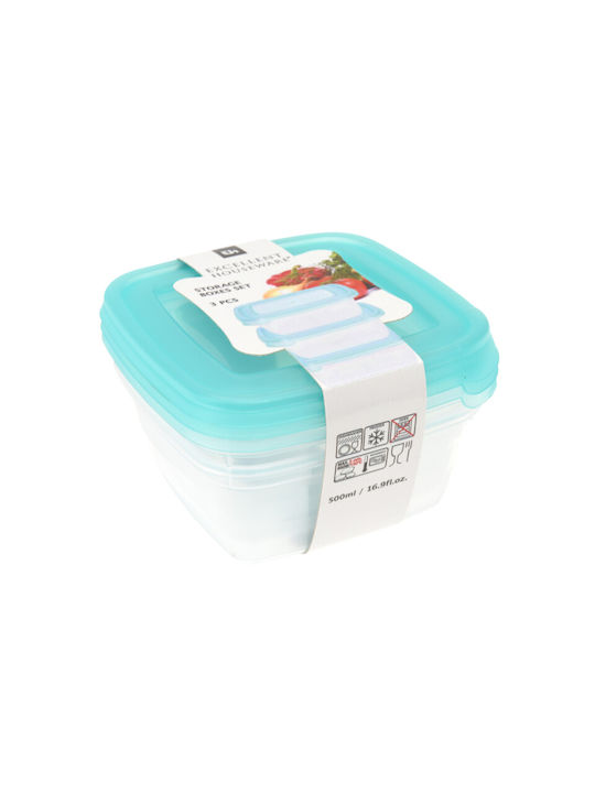 Cutie pentru Mâncare Plastic Transparent Potrivit pentru Cuptor cu Microunde 13x13cm 3buc