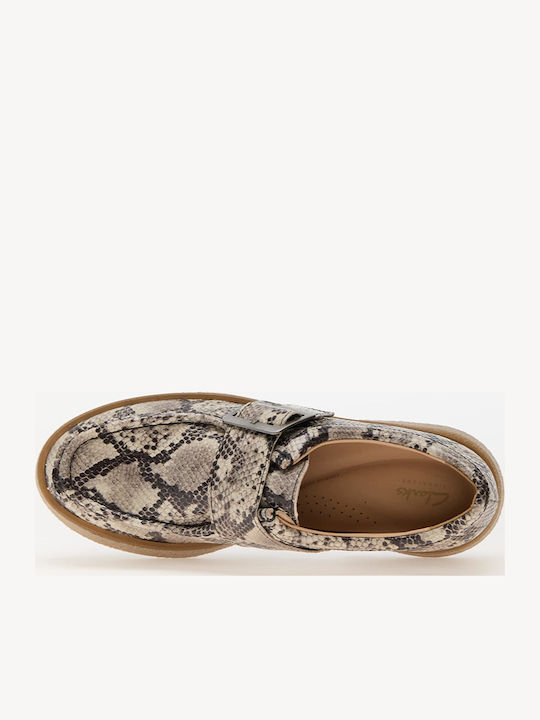 Linoso Monk Leather Women's Loafers in Gray Color