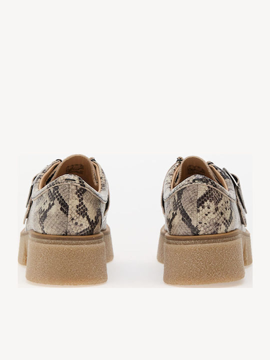Linoso Monk Leather Women's Loafers in Gray Color