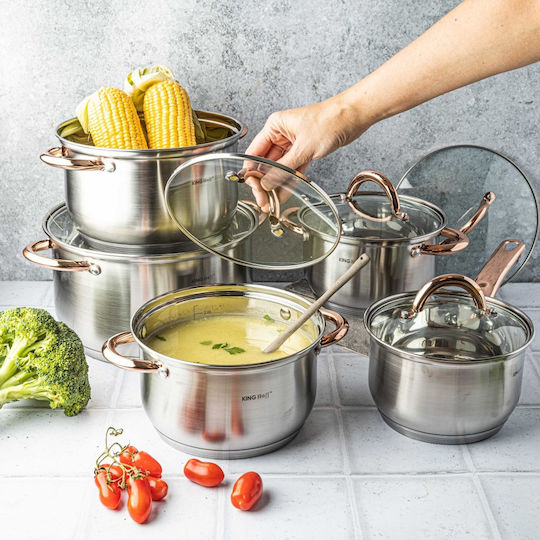 KING Hoff KING Hoff Töpfe Set aus Rostfreiem Stahl Inox / Kupfer mit Antihaftbeschichtung 5 Töpfe