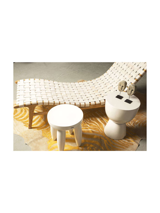 Stool For Living Room Upholstered with Fabric White