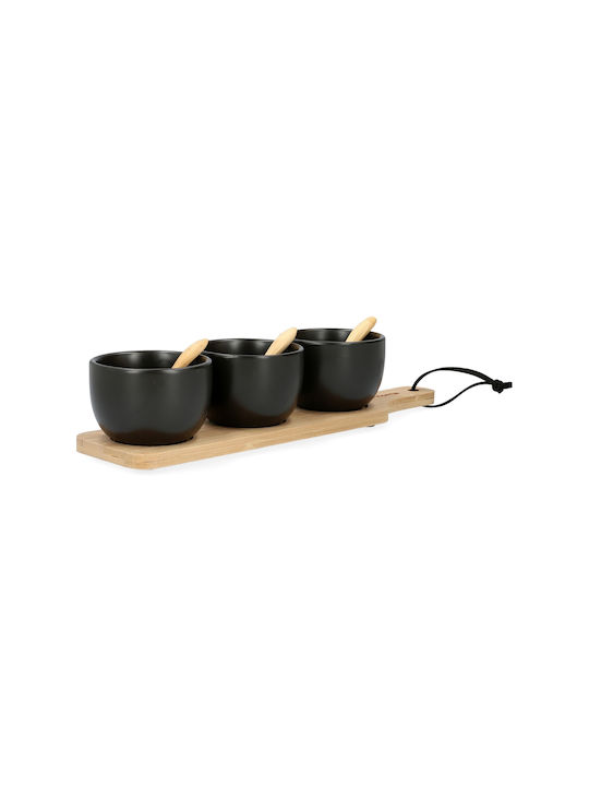 Homla Ceramic Dessert Divided Serving Plate Black Ø8cmxY7.5cm 7x32x7.5cm 3pcs