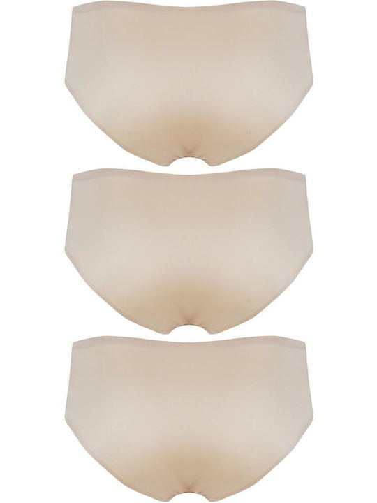 Dorina Damen Slip 3Pack Nahtlos Beige