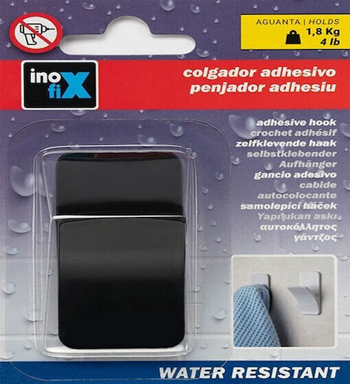 Inofix Άγκιστρο Μπάνιου Μονό με Αυτοκόλλητο 3x6cm Μαύρο Inofix Άγκιστρο Μπάνιου Μονό με Αυτοκόλλητο 3x6cm Μαύρο