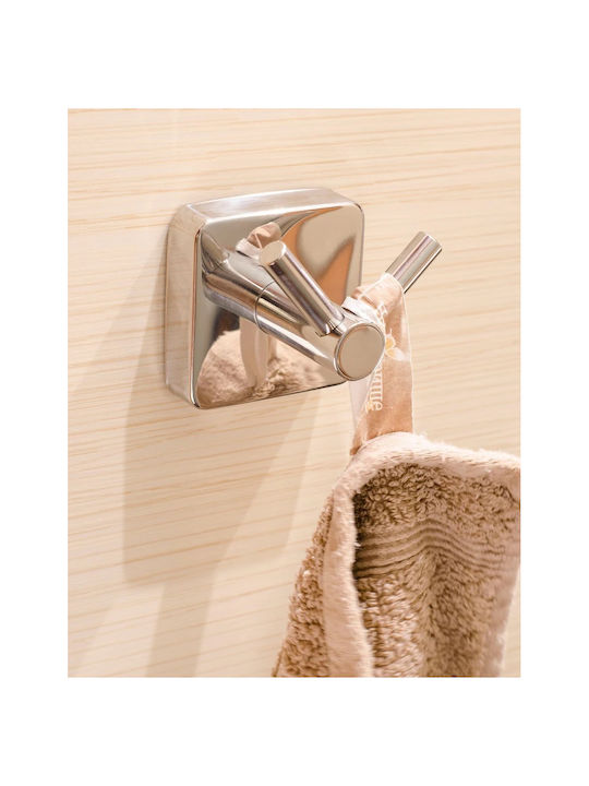 Karag Quattro Double Wall-Mounted Bathroom Hook ​6x6cm Inox Silver
