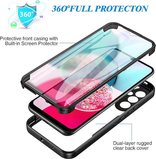 Techsuit Colorverse 360 Silikon Set mit gehärtetem Glas Blau (Galaxy A14)