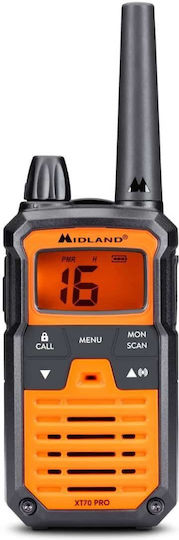 Midland XT70 Pro Hobby & Work Transmițător Wireless PMR 0.5W cu Ecran Monocrom Set 2buc Culoare Portocaliu