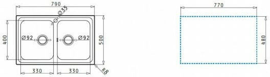 Pyramis Alea 2B 107155301 Drop-In Spüle Inox Matt B79xT50cm Silber