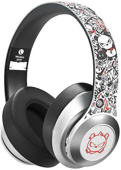 Nubi BH10 Angry Bear Ασύρματο Over Ear Gaming Headset με σύνδεση Bluetooth White / Red