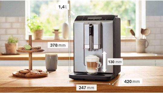 Bosch VeroCafe Αυτόματη Μηχανή Espresso 1300W Πίεσης 15bar με Μύλο Άλεσης Μαύρη