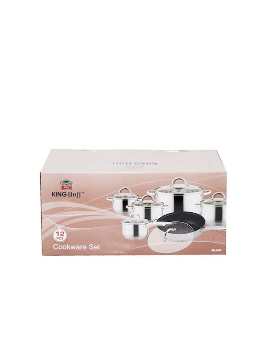 KING Hoff KING Hoff Cookware Set Stainless Steel Silver with Non-stick Interior Coating 6 Pieces