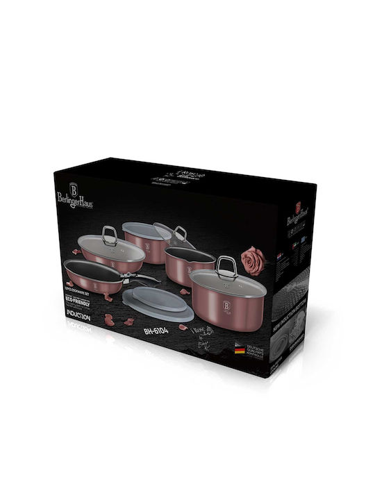 Berlinger Haus i-Rose Collection Cookware Set of Aluminum with Stone Coating Pink 12pcs