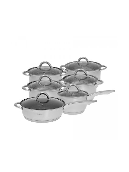 KING Hoff KING Hoff Cookware Set Stainless Steel Silver with Non-stick Interior Coating 6 Pieces
